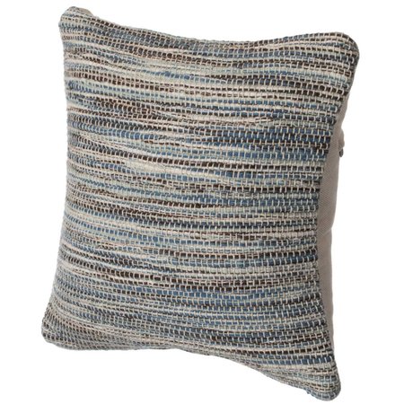 DEERLUX 16" Handwoven Wool & Cotton Throw Pillow Cover with Woven Knit Texture with Filler, Blue QI004316.BL.K